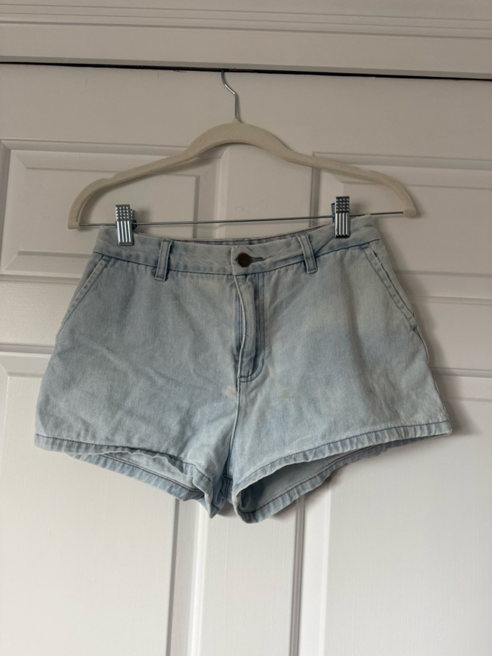 RVCA Light Blue High-Rise Denim Shorts